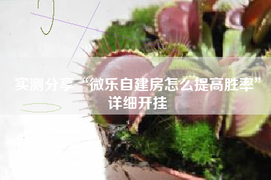 实测分享“微乐自建房怎么提高胜率”详细开挂