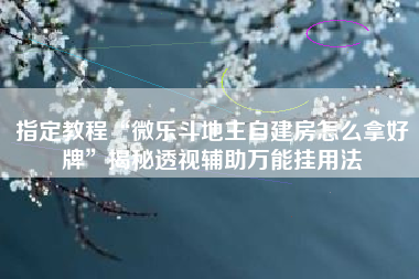 指定教程“微乐斗地主自建房怎么拿好牌”揭秘透视辅助万能挂用法