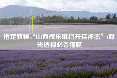 指定教程“山西微乐麻将开挂神器”(曝光透视必备猫腻