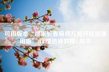 可用版本“微乐长春麻将万能开挂器通用版	”(详细透视教程)-知乎