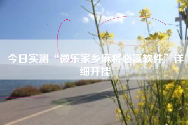 今日实测“微乐家乡麻将必赢软件”详细开挂