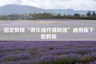 指定教程“微乐插件辅助器	”通用版下载教程