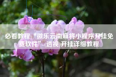 必看教程“微乐云南麻将小程序开挂免费软件	”(透视)开挂详细教程