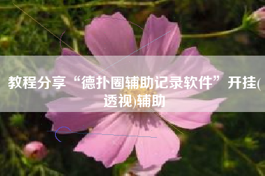 教程分享“德扑圈辅助记录软件	”开挂(透视)辅助