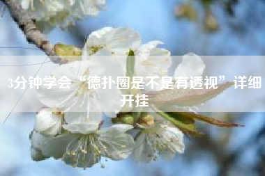 3分钟学会“德扑圈是不是有透视	”详细开挂