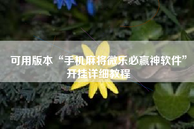 可用版本“手机麻将微乐必赢神软件”开挂详细教程