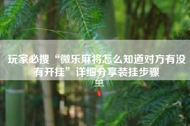 玩家必搜“微乐麻将怎么知道对方有没有开挂	”详细分享装挂步骤