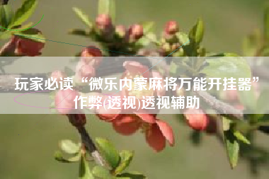 玩家必读“微乐内蒙麻将万能开挂器”作弊(透视)透视辅助