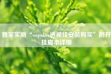 独家实测“wepoker透视挂安装购买”附开挂脚本详细