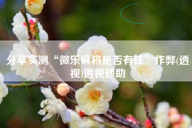 分享实测“微乐麻将是否有挂	”作弊(透视)透视辅助