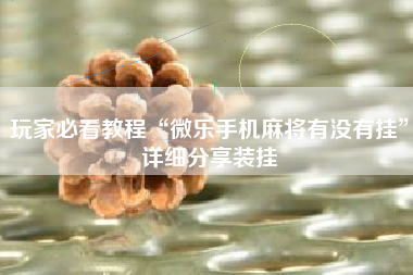玩家必看教程“微乐手机麻将有没有挂”详细分享装挂