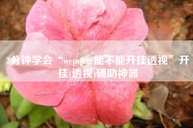 3分钟学会“wepoker能不能开挂透视”开挂(透视)辅助神器