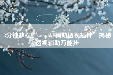 3分钟教程“waapoke辅助透视插件”揭秘透视辅助万能挂